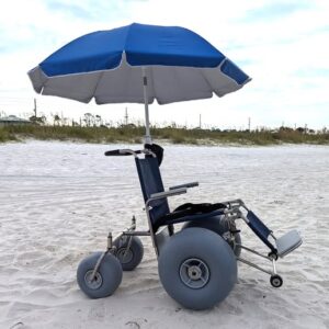 DeBug Wheels in the Sand 2 Elevating Leg Rest All Terrain Beach Wheelchair