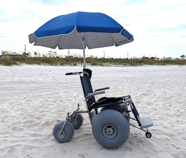 DeBug Wheels in the Sand 3 Elevating Leg Rest All Terrain Beach Wheelchair